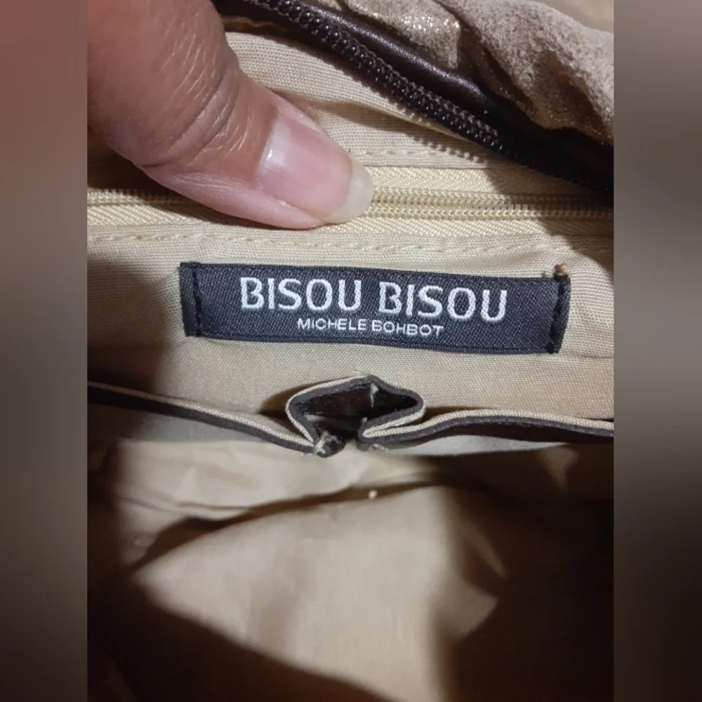 Bisou Bisou Styllish Tan Cream and Brown Women's Handvag Boho Zip Closure
